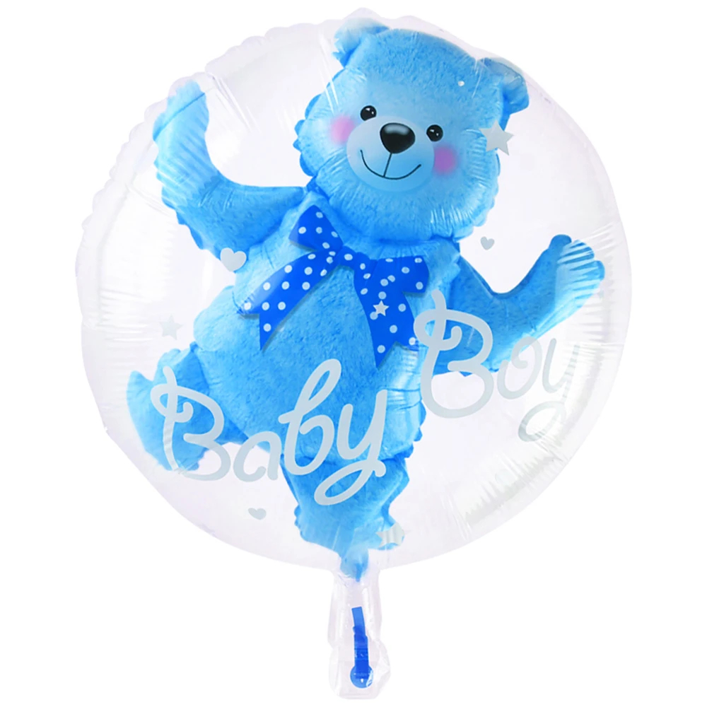 4D Transparent Baby Shower Boy Girl Bear Bubble Ball Kids 1st Birthday Party Blue Pink Helium Balloon Gender Reveal Decoration